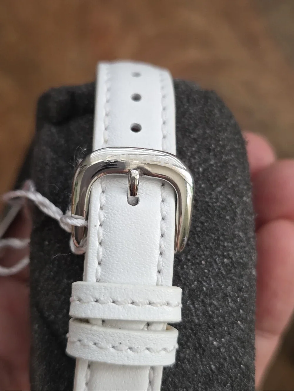 COACH White Leather Watch with Crystal Bezel